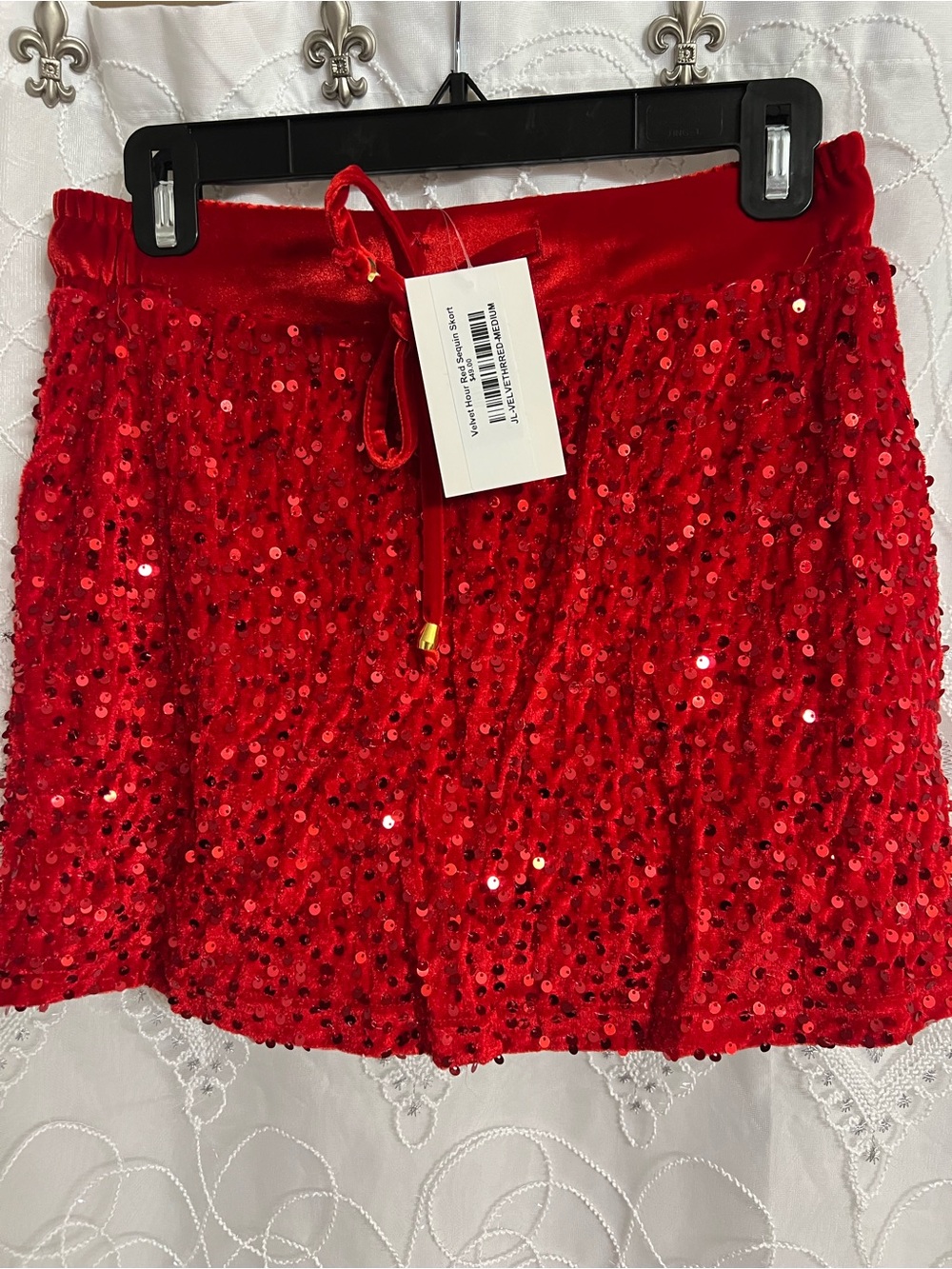 Red Sequin Mini Skort- Women's Party Skort